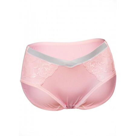 Трусы под живот с кружевом для беременных Розовые